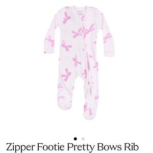 Angel Dear Pink Bows Zipper Footie - 3-6M